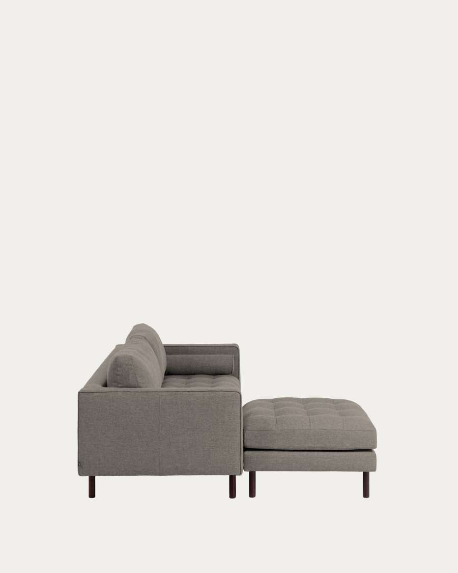 Debra 3 seater sofa with footrest in light grey, 222 cm