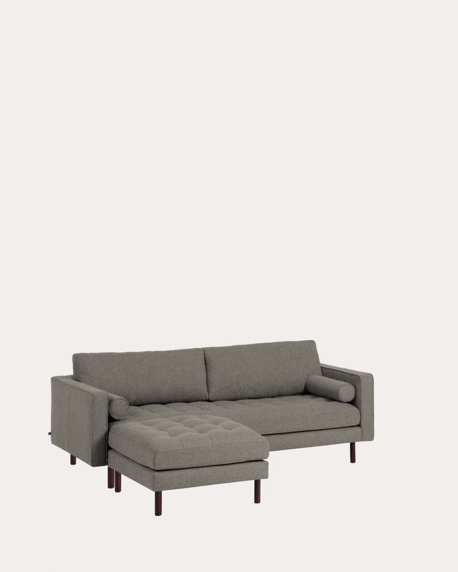 Debra 3 seater sofa with footrest in light grey, 222 cm
