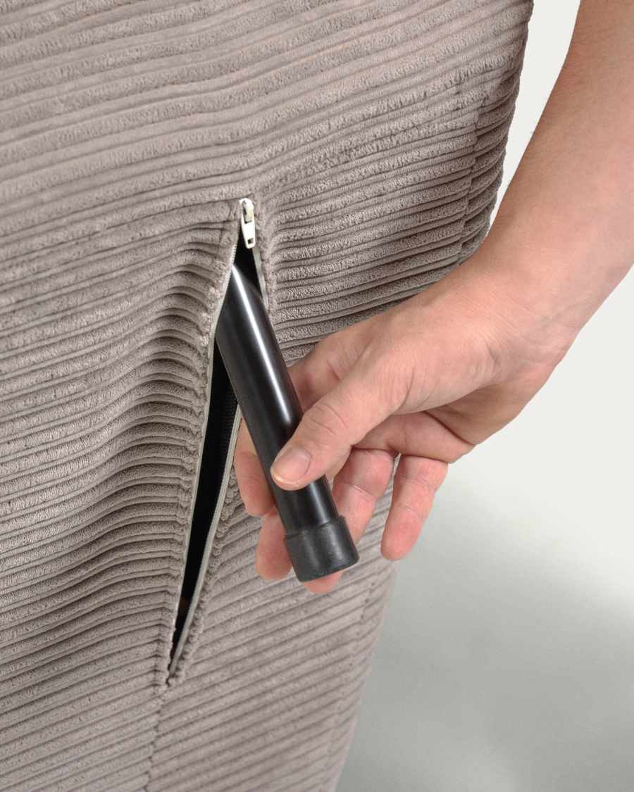 Divano letto Keren 2 posti in velluto a coste grigio 106 cm