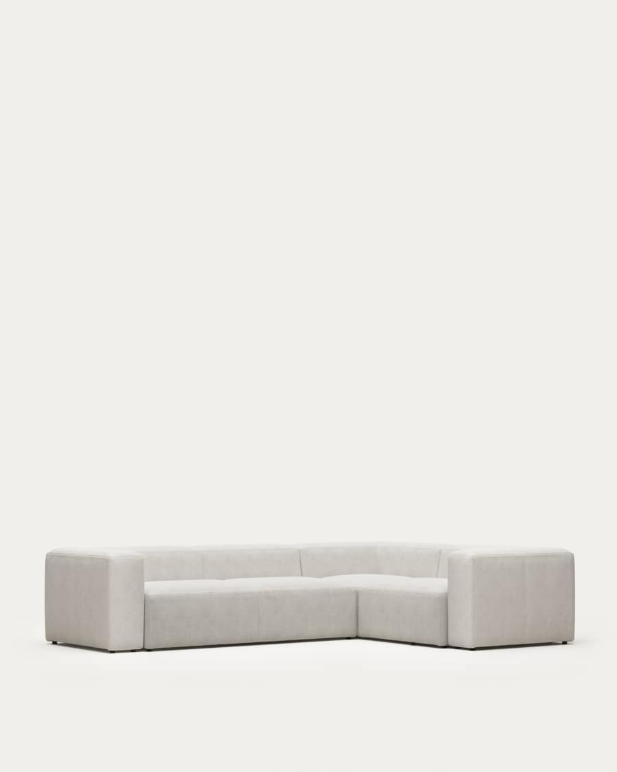 Blok 4 seater corner sofa in white fleece, 320 x 230 cm / 230 x 320 cm FR