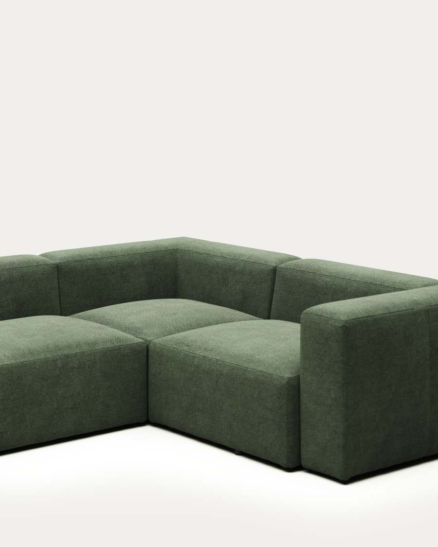 Blok 4 seater corner sofa in green, 320 x 230 cm / 230 x 320 cm FR