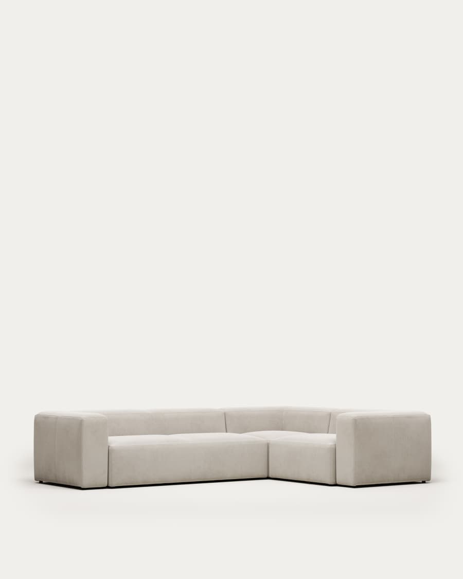Blok fire-retardant 4-seater corner sofa in white chenille 320 x 230cm/230 x 320cm