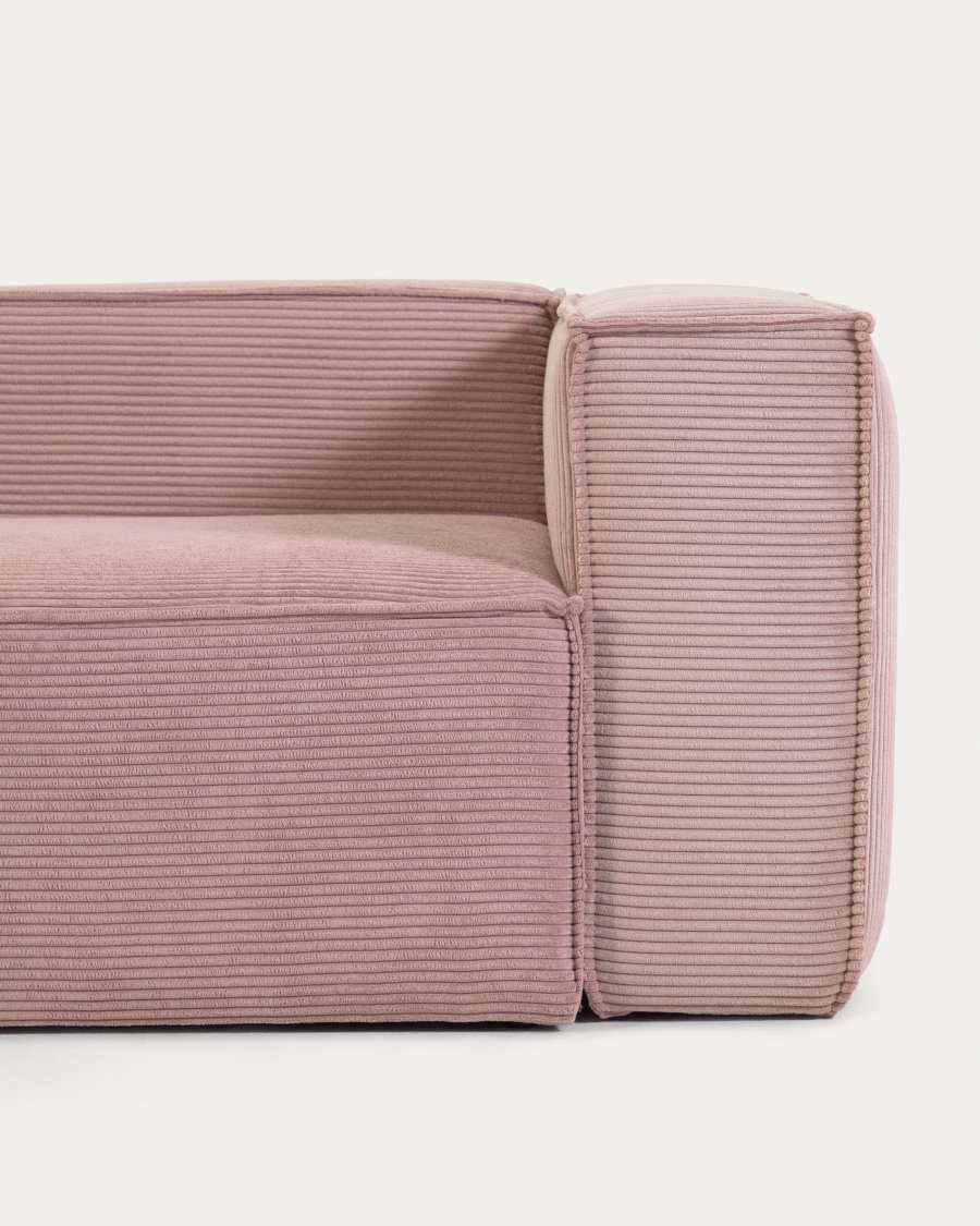 Blok 4 seater corner sofa in pink wide seam corduroy, 320 x 230 cm / 230 x 320 cm FSC Mix Credit