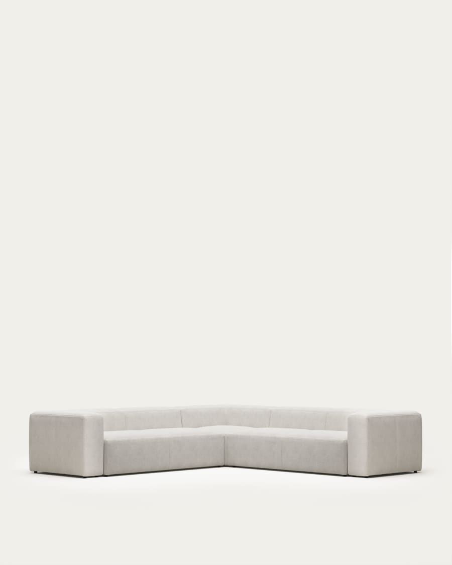 Blok 6 seater corner sofa in white fleece, 320 x 320 cm FR