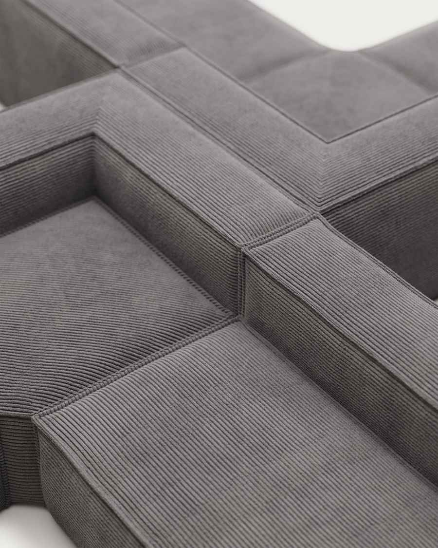 Blok grey thick corduroy 6-seater corner sofa 320 x 320cm FSC Mix Credit