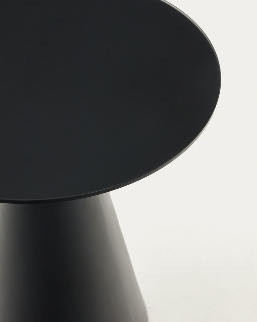 Wilshire tempered glass and metal side table with a black finish, Ø 50 cm