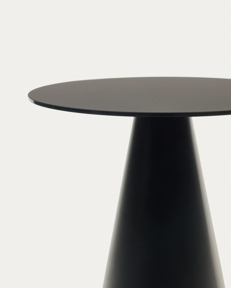 Wilshire tempered glass and metal side table with a black finish, Ø 50 cm