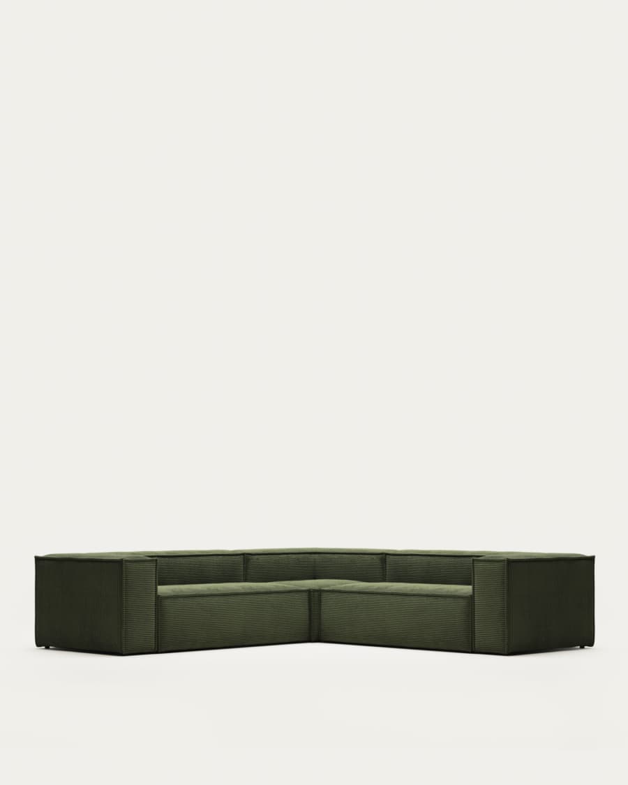 Blok green thick corduroy 4-seater corner sofa 290 x 290cm FSC Mix Credit