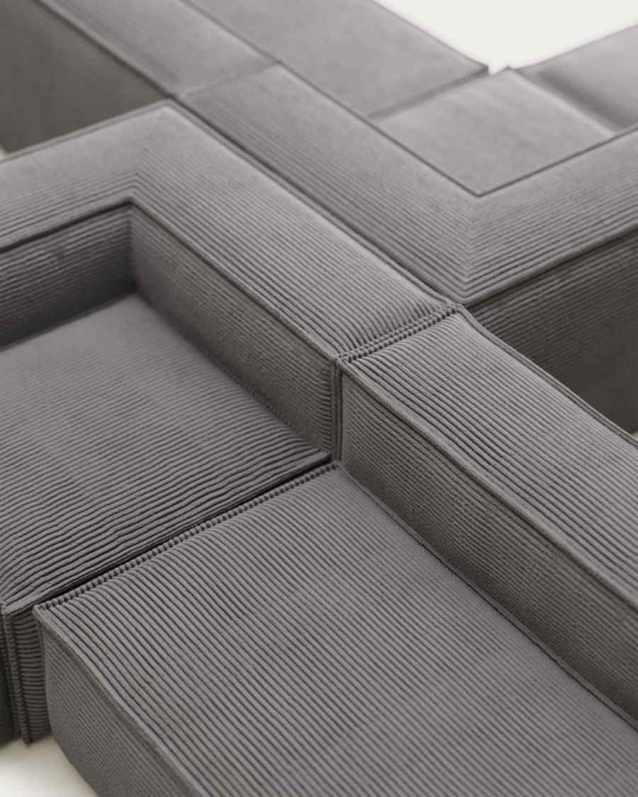 Blok 4 seater corner sofa in grey corduroy, 290 x 290 cm FR
