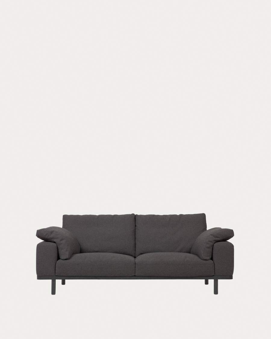 Sofá Noa 3 plazas con cojines gris patas acabado oscuro 230 cm