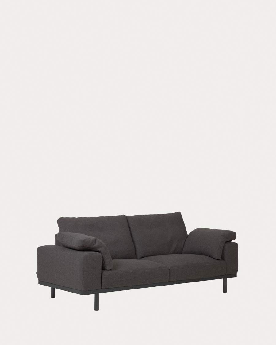 Sofá Noa 3 plazas con cojines gris patas acabado oscuro 230 cm