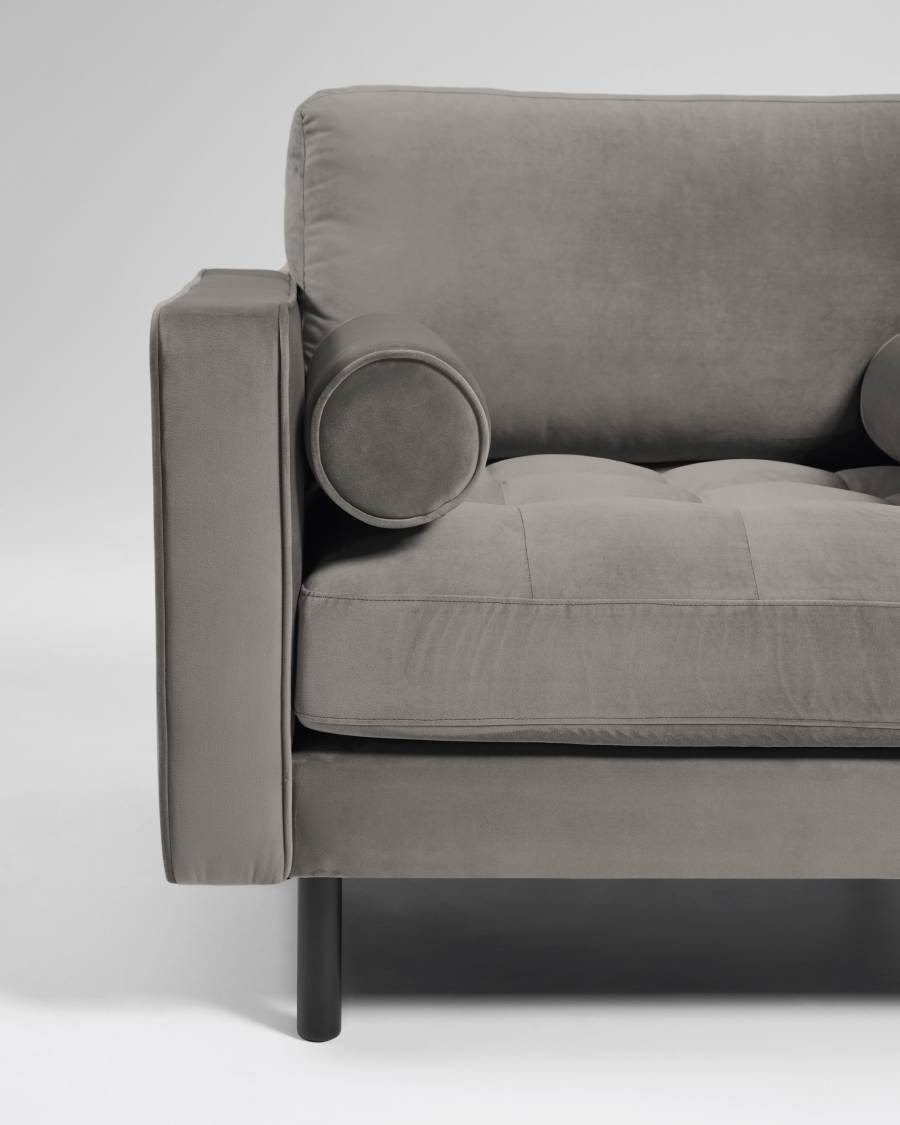 Debra armchair in grey velvet with beech wood legs