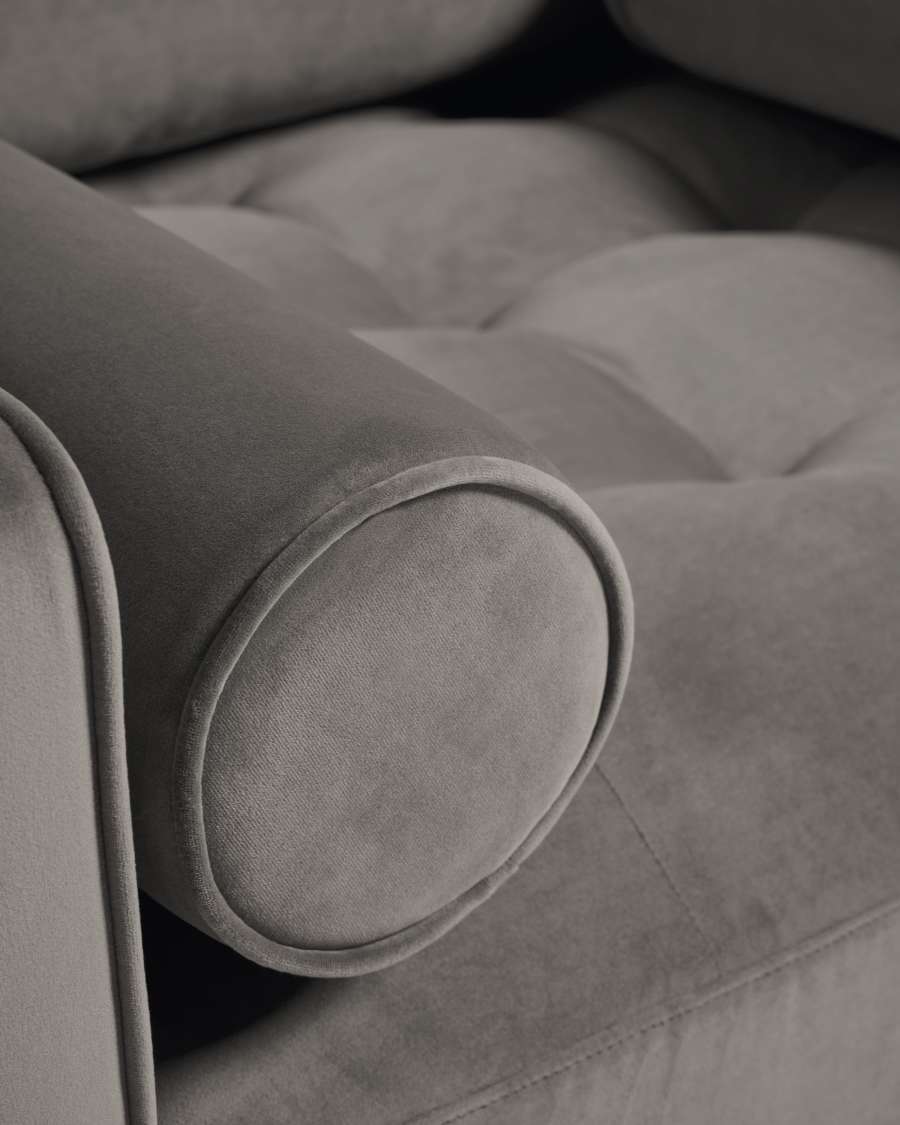 Debra armchair in grey velvet with beech wood legs