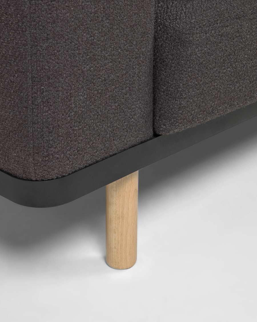 Noa 3 seater sofa in grey with natural finish legs, 230 cm