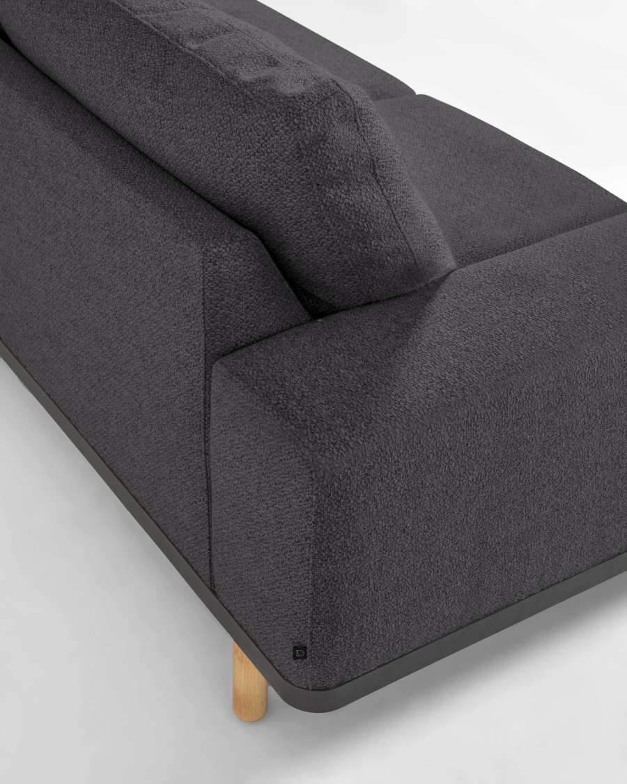 Noa 3 seater sofa in grey with natural finish legs, 230 cm