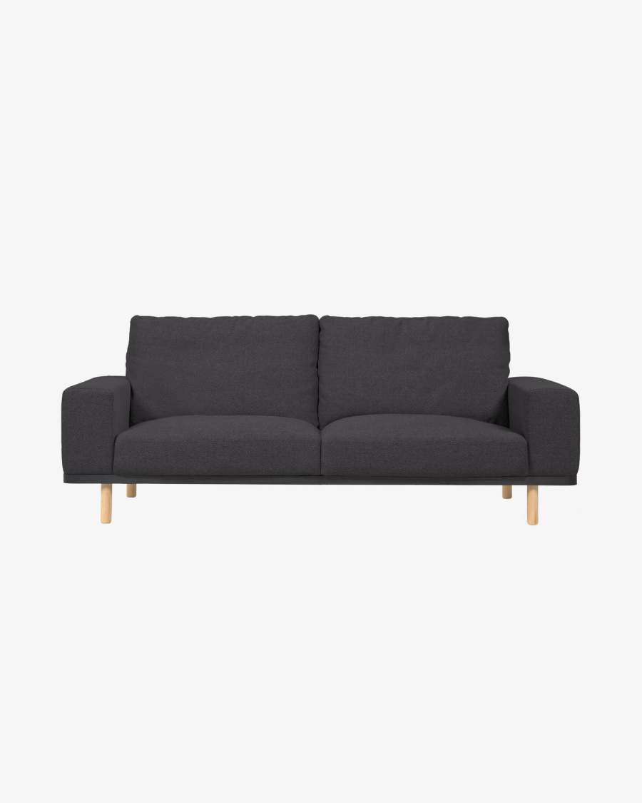 Noa 3 seater sofa in grey with natural finish legs, 230 cm