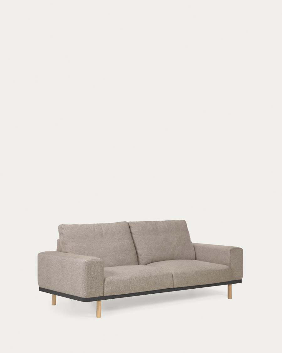 Noa 3-Sitzer Sofa beige mit Beinen naturbelassen 230 cm