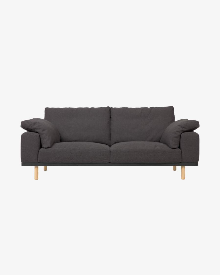Noa 3-Sitzersofa mit Kissen grau und Beinen Natur 230 cm