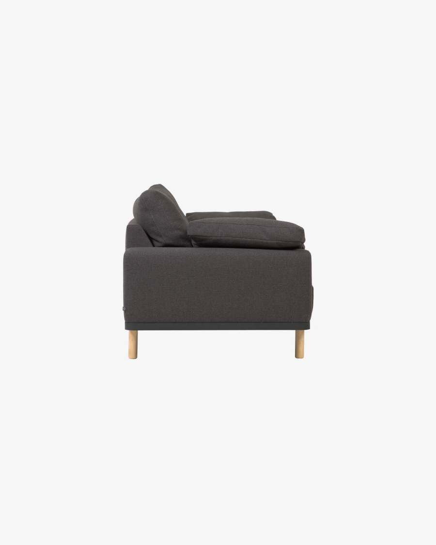 Noa 3-Sitzersofa mit Kissen grau und Beinen Natur 230 cm