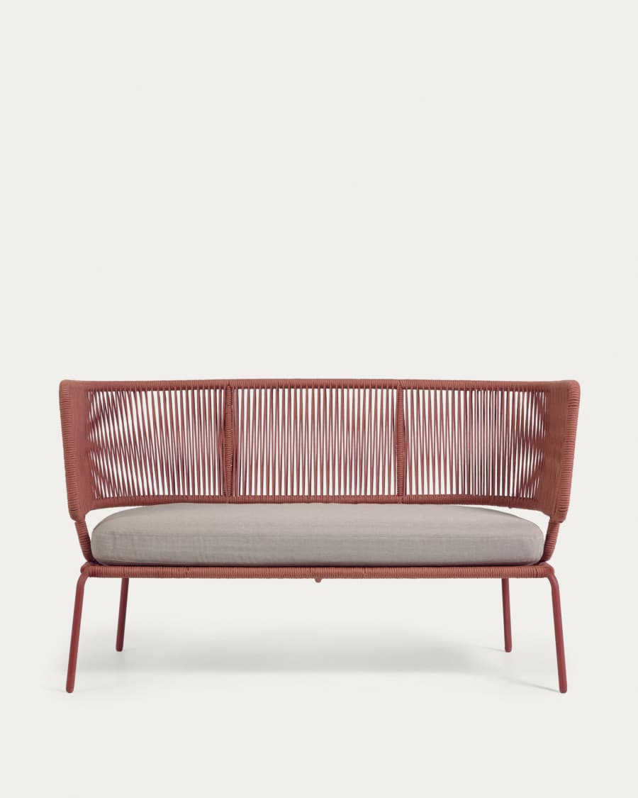 Nadin 2 seater sofa in terracotta cord with galvanised steel legs, 135 cm