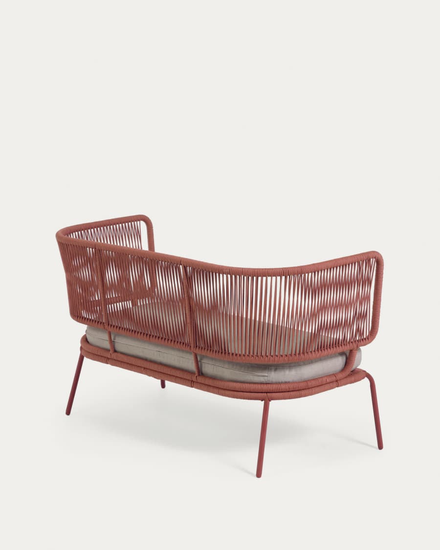 Nadin 2 seater sofa in terracotta cord with galvanised steel legs, 135 cm
