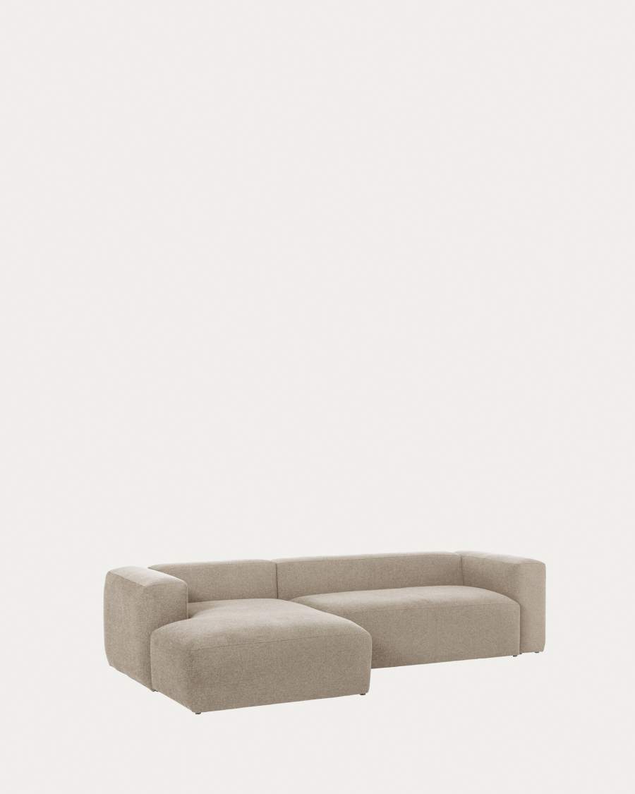 Blok 3-seater beige chenille left chaise longue sofa 300cm FSC Mix Credit