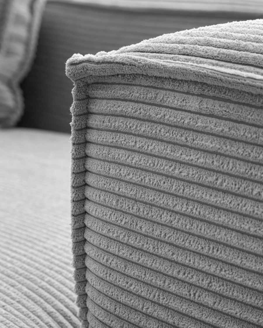 Blok 3 seater sofa with left side chaise longue in grey wide seam corduroy, 300 cm