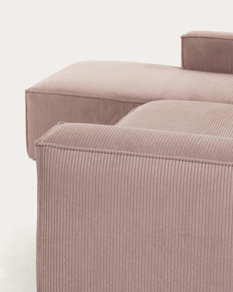 Blok 3-seater left chaise longue sofa in pink thick corduroy 300cm FSC Mix Credit