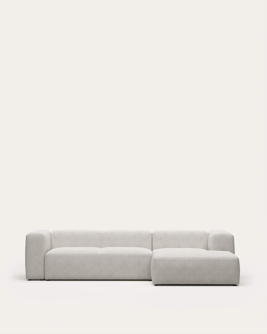 Blok fire-retardant white bouclé 3-seater sofa with right chaise longue 300cm FSC Mix Credit