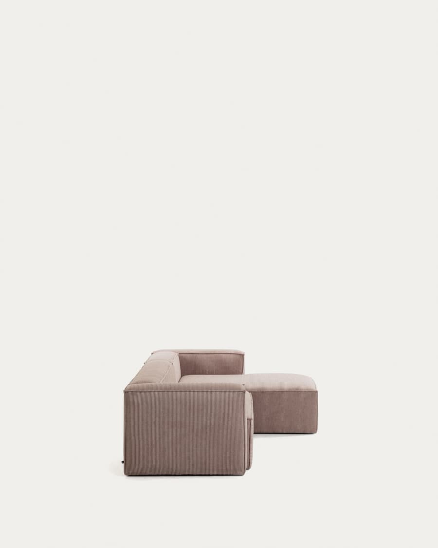 Blok 3 seater sofa with right side chaise longue in pink wide seam corduroy, 300 cm