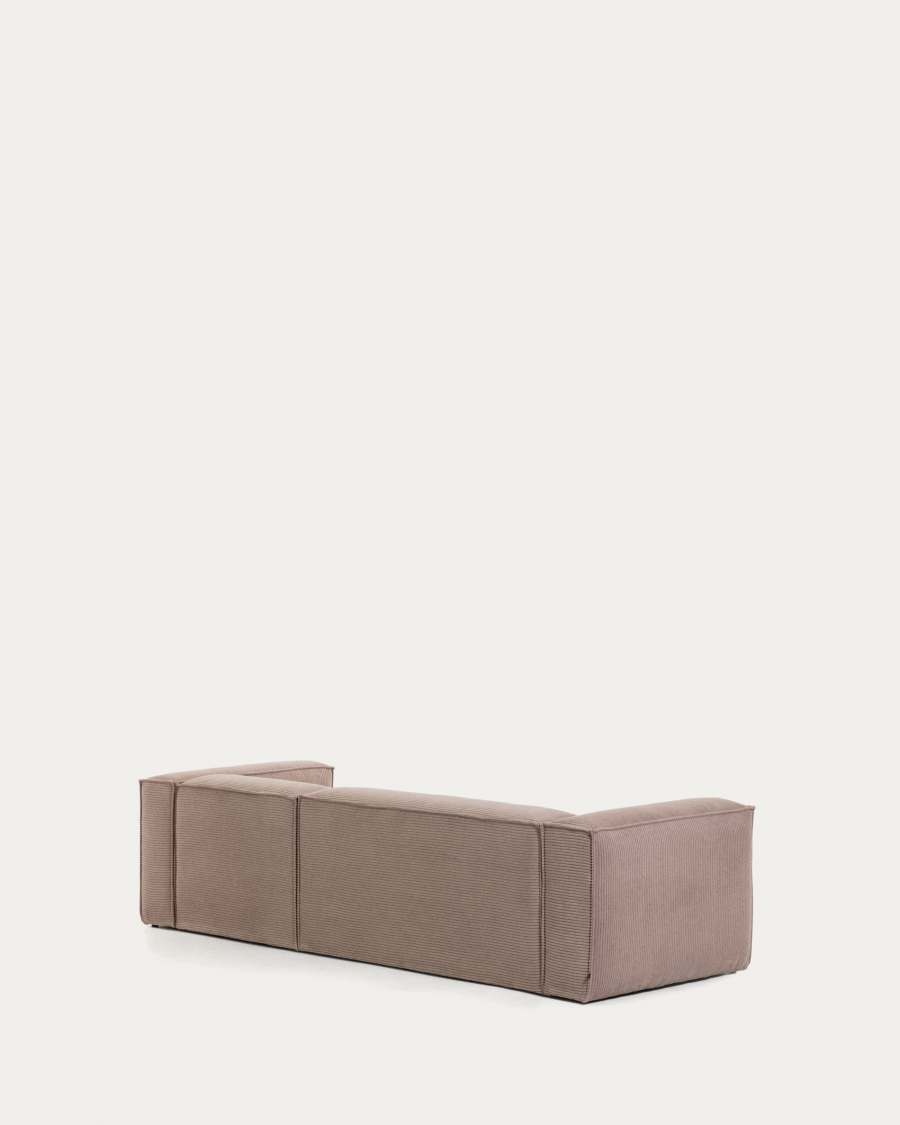 Blok 3 seater sofa with right side chaise longue in pink wide seam corduroy, 300 cm