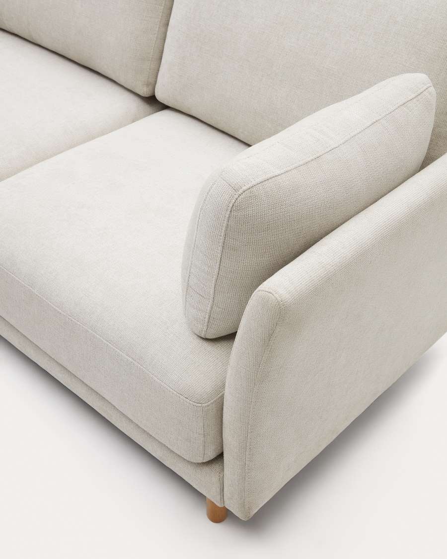 Gilma 3 seater sofa w/ right/left-hand chaise longue in chenille pearl, natural legs, 260 cm