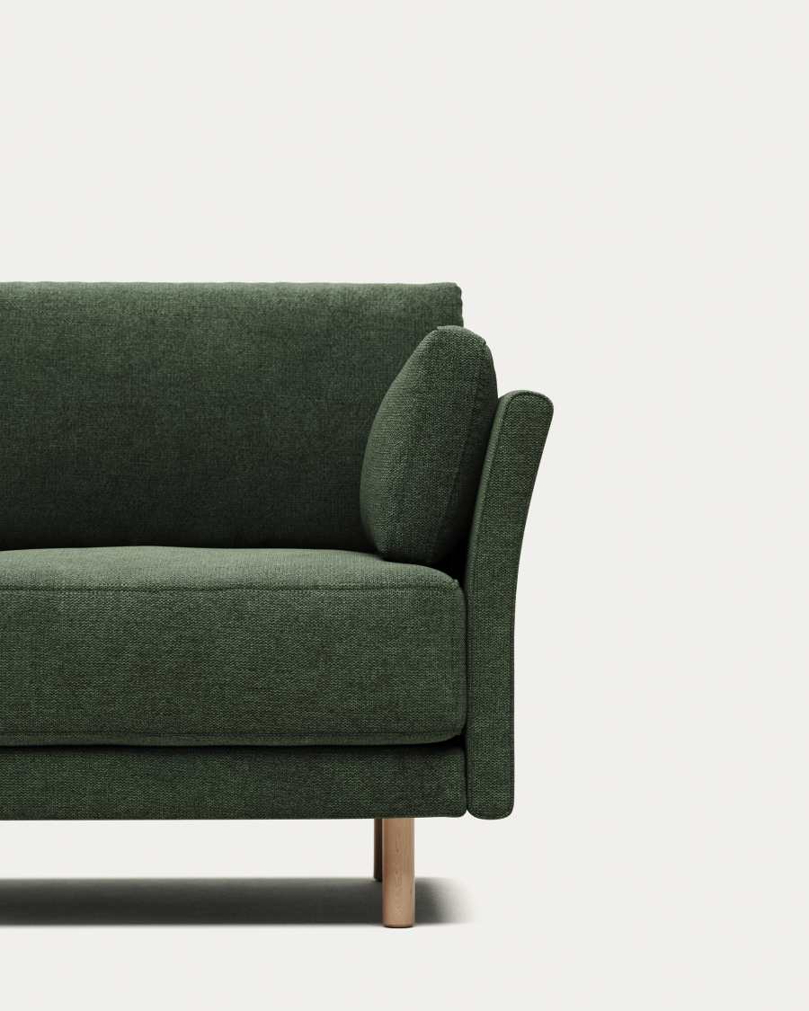 Gilma 2 seater sofa in green with natural finish legs, 170 cm FR