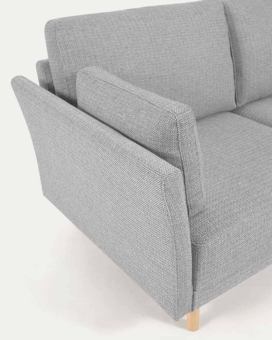 Gilma 2 seater sofa in light grey with natural wood finish legs, 170 cm