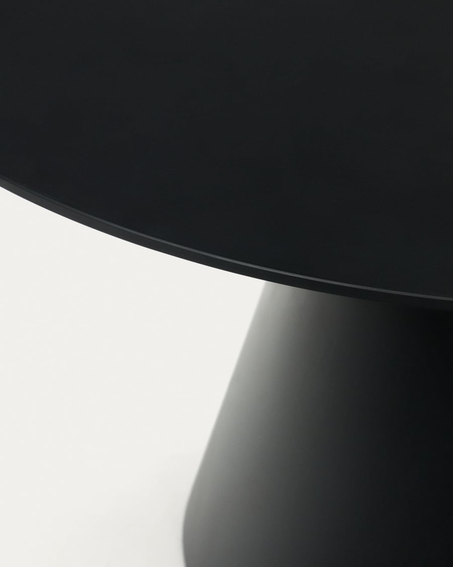Wilshire tempered glass and metal table with a matte black finish, Ø 120 cm