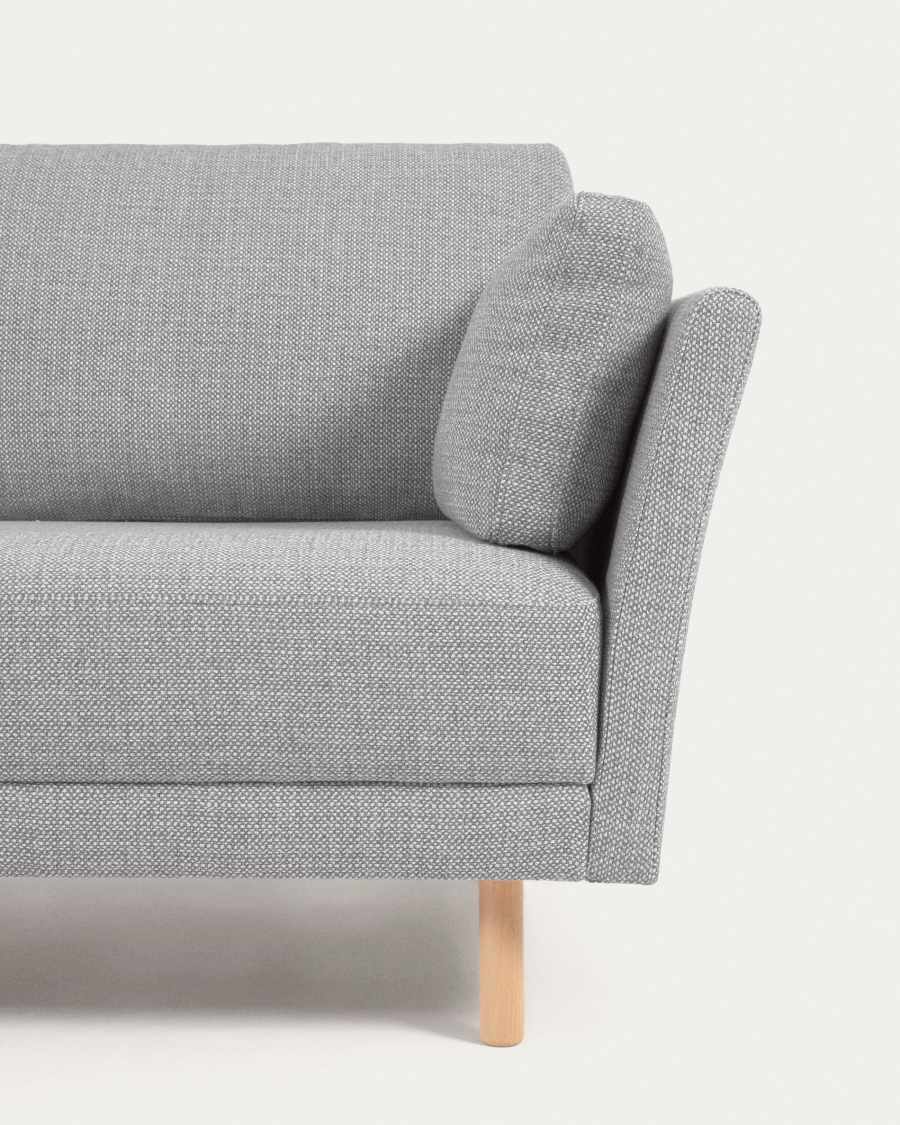 Gilma 2 seater sofa in light grey with natural wood finish legs, 170 cm