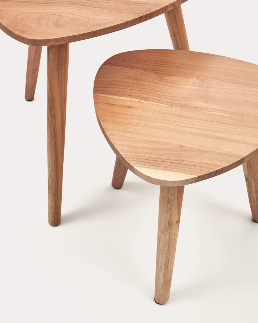 Lot Eluana 2 tables gigognes en bois d'acacia avec finition naturelle