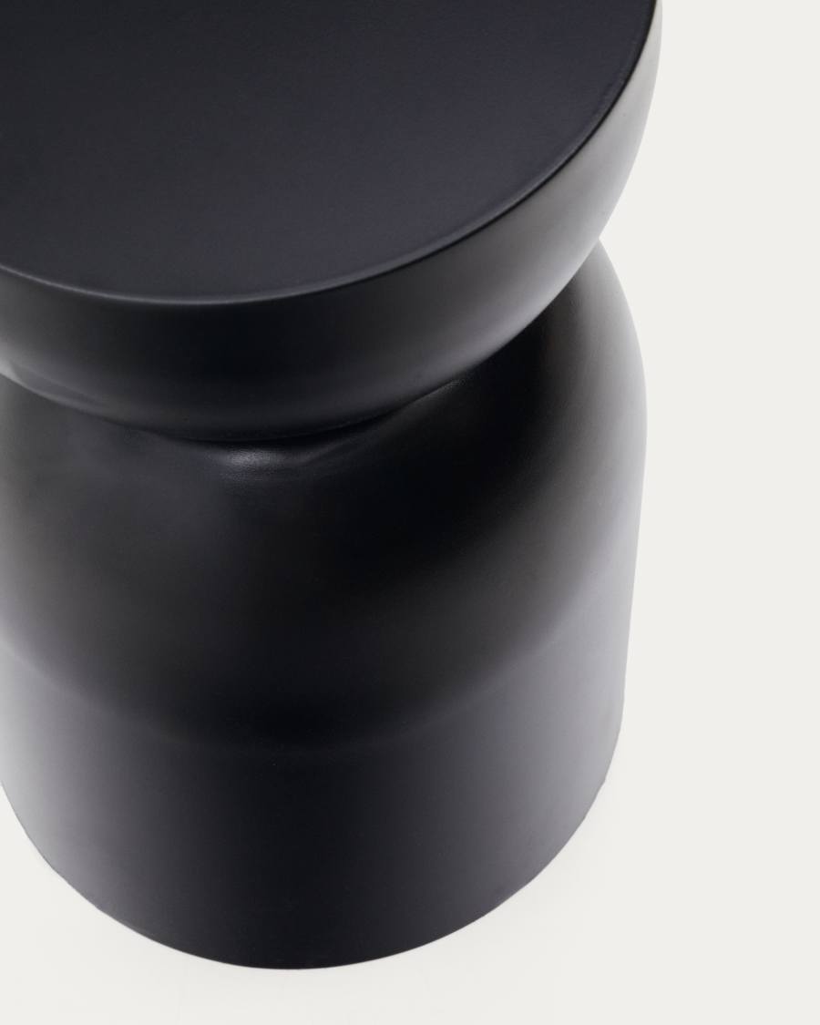 Table d'appoint Rachell en métal avec finition noire brillante Ø 30 cm