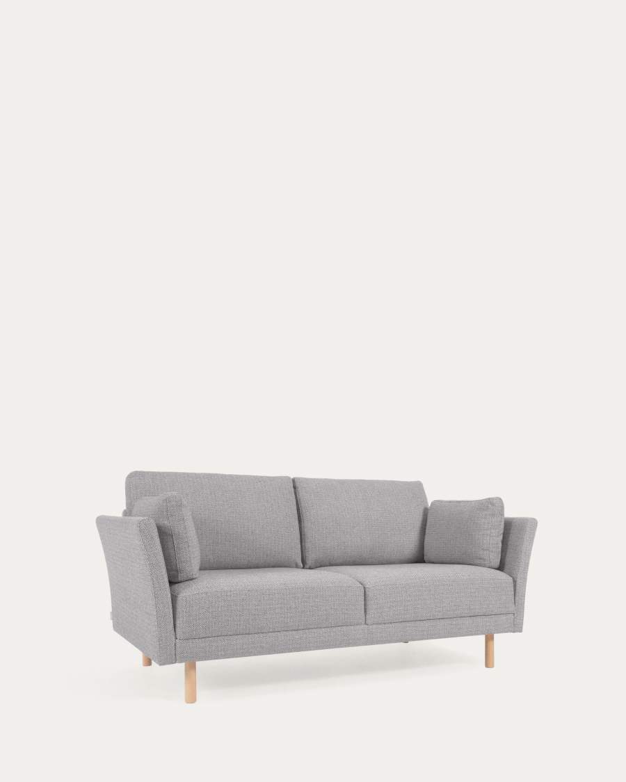 Gilma 2 seater sofa in light grey with natural wood finish legs, 170 cm