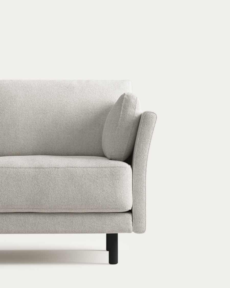 Gilma 2 seater sofa in white fleece with black finish legs, 170 cm FR