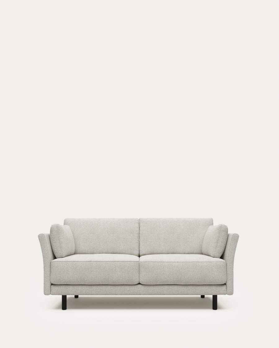 Gilma 2 seater sofa in white fleece with black finish legs, 170 cm FR