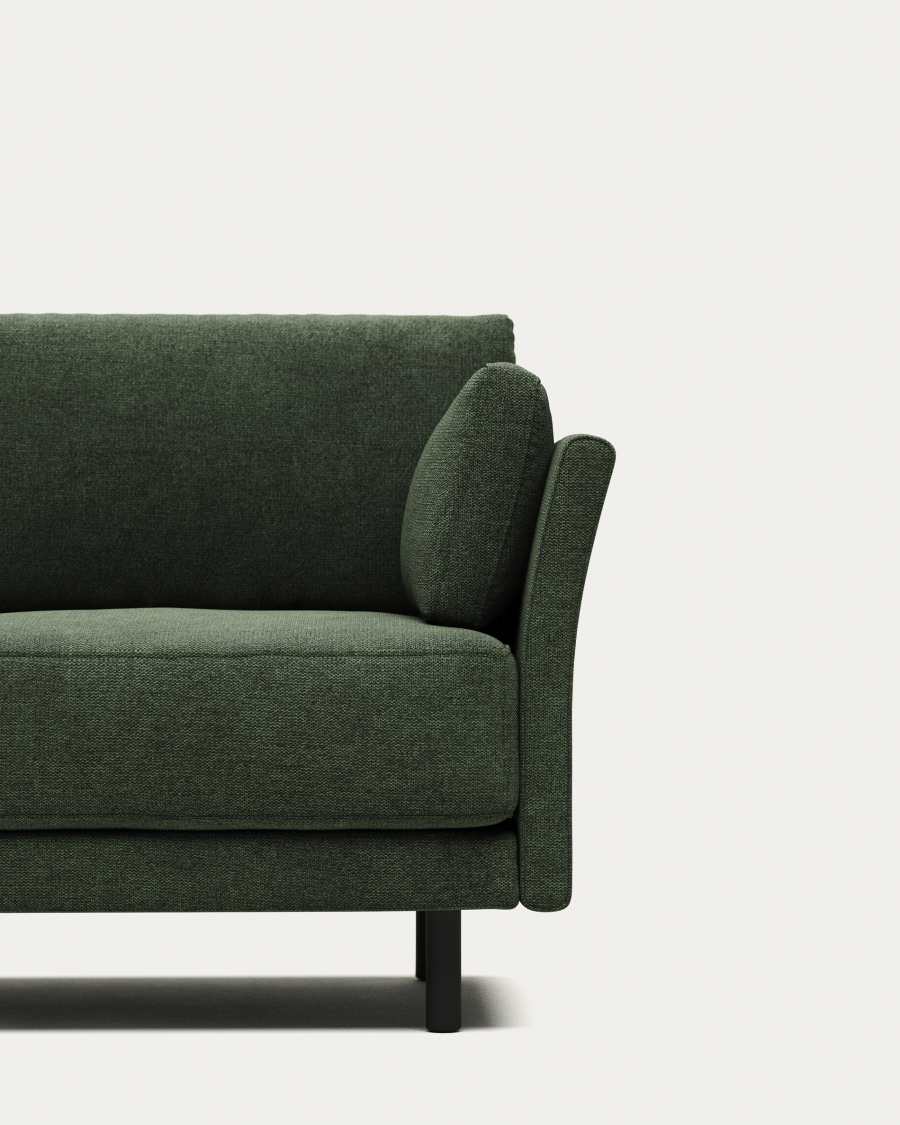 Gilma 2 seater sofa in green with black finish legs, 170 cm FR