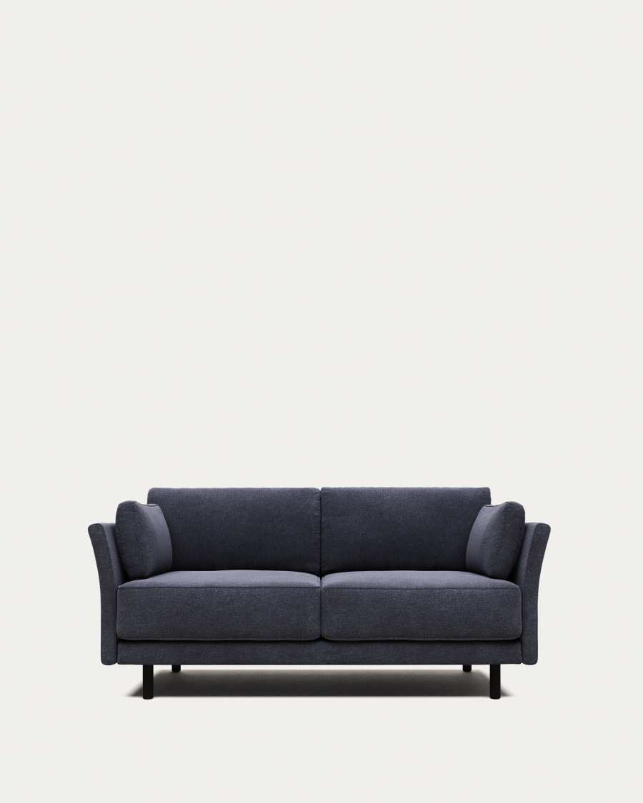 Gilma 2 seater sofa in blue with black finish legs, 170 cm FR