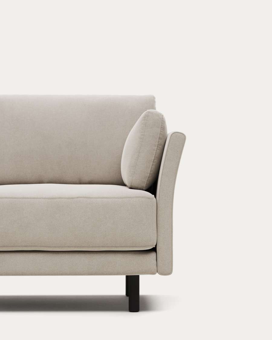 Gilma 2-zitsbank met brandvertragend materiaal in wit chenille en poten met zwarte afwerking 170 cm