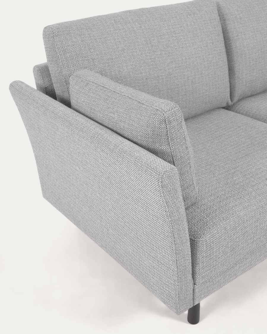 Gilma 2 seater sofa in light grey with painted black finish legs, 170 cm