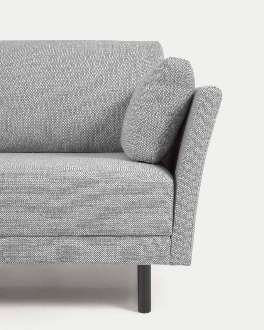 Gilma 2 seater sofa in light grey with painted black finish legs, 170 cm