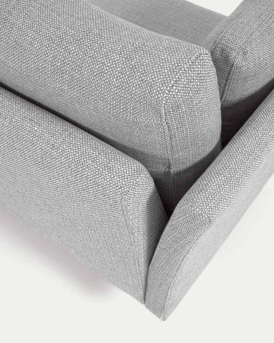 Gilma 2 seater sofa in light grey with painted black finish legs, 170 cm