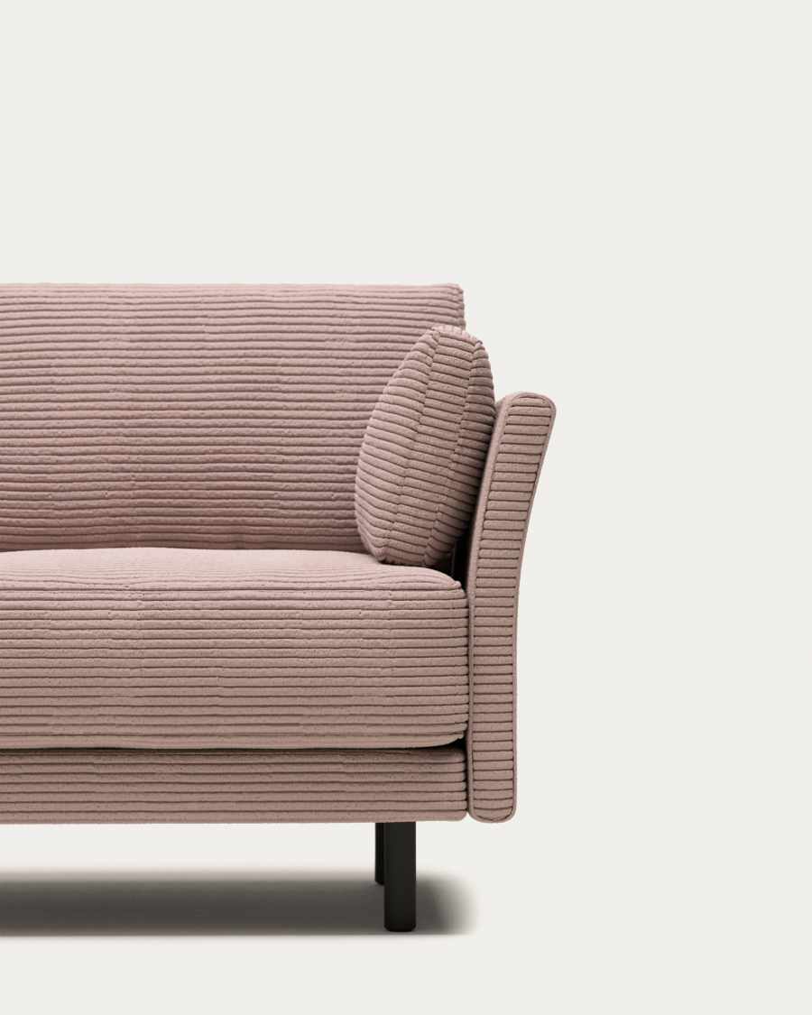 Gilma 2 seater sofa in pink wide seam corduroy with black finish legs, 170 cm FR