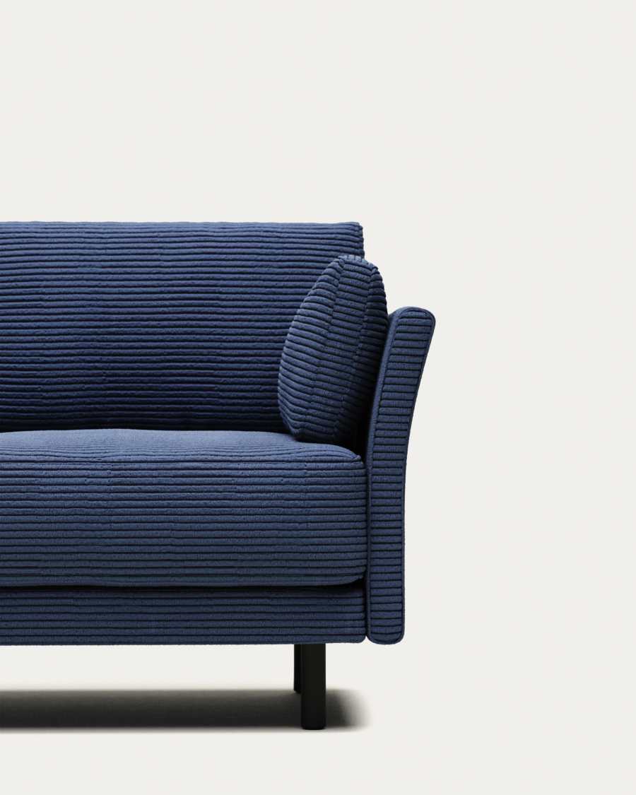 Gilma 2 seater sofa in blue wide seam corduroy with black finish legs, 170 cm FR