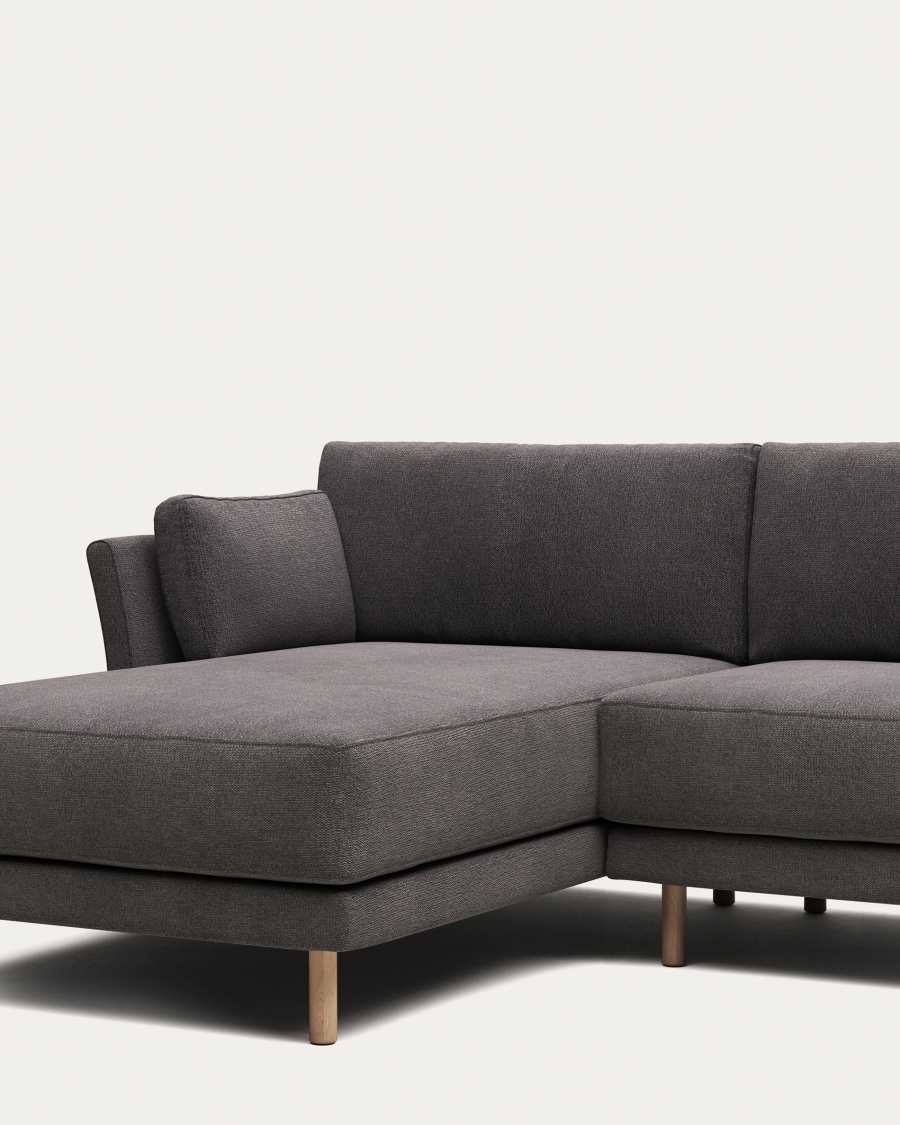 Gilma 3 seater sofa w/ left/right side chaise in grey and natural finish legs, 260 cm FR